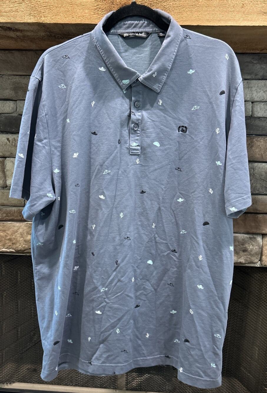 Men’s TRAVIS MATHEW Drive Down AOP Performance Golf Polo Shirt Size XXL *A2